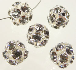 Code: D07126    --- Boule metal strass 8mm. Lilas-Gris---